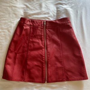 Red leather skirt , size small